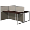 Bush Business Furniture Easy Office 60"W 2-Person Cubicle Desk Workstation With 45"H Panels, Mocha Cherry/Silver Gray, Standard Delivery