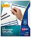 Avery® Print & Apply Clear Label Dividers With Index Maker® Easy Apply™ Printable Label Strip And White Tabs, 3-Tab, Box Of 5 Sets 1 thumbnail image