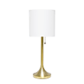 Simple Designs Tapered Table Lamp, 21"H, White Shade/Gold Base
