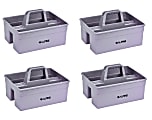 Alpine Plastic Cleaning Caddies, Small 3-Compartment, Gray, Pack Of 4 Caddies