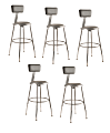 National Public Seating Adjustable Vinyl-Padded Task Stool, Gray Seat/Gray Frame, Quantity: 5