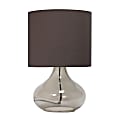 Simple Designs Glass Raindrop Table Lamp, 13-3/4"H, Gray Shade/Smoke Gray Base