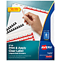 Avery® Print & Apply Clear Label Dividers With Index Maker® Easy Apply™ Printable Label Strip And White Tabs, 8-Tab, Box Of 5 Sets 1 thumbnail image