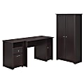 Bush Furniture Cabot Computer Desk With 2-Drawer File Cabinet And Tall Storage Cabinet With Doors, Espresso Oak, Standard Delivery 1 thumbnail image