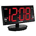 Sharp Jumbo 3” LED Display Clock Radio with Accu-set and 2 USB Ports, 5-5/8”H x 3-1/4”W x 8-5/16”D, Black