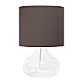 Simple Designs Glass Raindrop Table Lamp, 13-3/4"H, Gray Shade/Clear Base