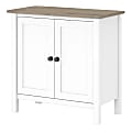 Bush Furniture Mayfield Accent Storage Cabinet With Doors, Pure White/Shiplap Gray, Standard Delivery