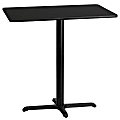 Flash Furniture Rectangular Laminate Table Top With Bar Height Table Base, 43-3/16”H x 24”W x 42”D, Black