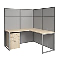 Bush Business Furniture Easy Office 60-inch L Shaped Cubicle Desk with Drawers and Tall Panels, Natural Elm, Standard Delivery 1 thumbnail image