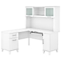 Bush Business Furniture Somerset 60"W L-Shaped Corner Desk With Hutch, White, Standard Delivery