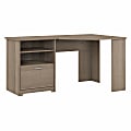 Bush Furniture Cabot 60"W Corner Desk With Storage, Ash Gray, Standard Delivery