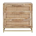 Powell Braden 29-1/2"H Rattan Cabinet With 3 Drawers, Natural/Gold 1 thumbnail image