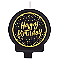 Amscan Go Brightly Molded Happy Birthday Candle, 2-1/2", Black/Gold 1 thumbnail image