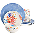 Spice by Tia Mowry Goji Blossom 12-Piece Fine Ceramic Dinnerware Set, Blue 1 thumbnail image