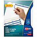 Avery® Customizable Index Maker® Dividers For 3 Ring Binder, Easy Print & Apply Clear Label Strip, 3 Tab, White, Pack Of 5 Sets