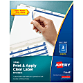 Avery® Customizable Index Maker® Dividers For 3 Ring Binder, Easy Print & Apply Clear Label Strip, 3 Tab, White, Box Of 25 Sets