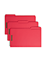 Smead® Color Reinforced Tab Fastener Folders, Legal Size, 1/3 Cut, Red, Pack Of 50
