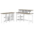 Bush Furniture Mayfield 54"W Computer Desk With Shelves, Desktop Organizer And 6-Cube Bookcase, Pure White/Shiplap Gray, Standard Delivery 1 thumbnail image