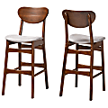 Baxton Studio Katya Bar Stools, Gray/Walnut Brown, Set Of 2 Stools 1 thumbnail image
