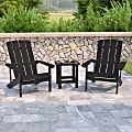 Flash Furniture Charlestown All-Weather Poly Resin Wood Adirondack Chairs With Side Table, Black 1 thumbnail image