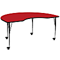 Flash Furniture Mobile Height Adjustable HP Laminate Kidney Activity Table, 30-1/2”H x 48''W x 96''L, Red 1 thumbnail image