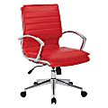 Office Star™ Pro-Line II™ SPX Bonded Leather Mid-Back Chair, Red/Chrome