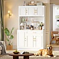 Bestier Storage Cabinet with Power Outlet and LED Light, Office Storage Hutch with Adjustable Shelves and Hooks, White 1 thumbnail image