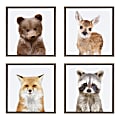 Uniek Kate And Laurel Sylvie Framed Canvas Wall Art Prints, 13" x 13", Woodland Animals Collection, Set Of 4