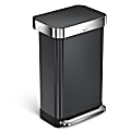 Simplehuman® Rectangular Stainless-Steel Step Trash Can With Liner Pocket, 11.89 Gallons, 25-13/16"H x 15-15/16"W x 13-5/16"D, Black 1 thumbnail image