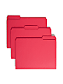 Smead® Color File Folders, With Reinforced Tabs, Letter Size, 1/3 Cut, Red, Box Of 100