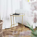 Flash Furniture Round Glass End Table, 21-1/2"H x 19-1/2"W x 19-1/2"D, Clear/Matte Gold