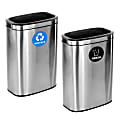 Alpine Industries Recycle Trash Stations, 10.5 Gallons, Silver, Pack Of 2 Stations