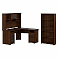 Bush Business Furniture Cabot 60"W L-Shaped Corner Desk With Hutch And 5-Shelf Bookcase, Modern Walnut, Standard Delivery 1 thumbnail image