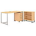 kathy ireland® Office by Bush Business Furniture Method 60"W Table Desk With Bookcase And Mobile File Cabinet, Natural Maple, Standard Delivery