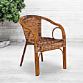 Flash Furniture Lila Rattan Restaurant Patio Chairs With 6-Tier Stacking Capacity, Burning Brown Rattan/Dark Red Bamboo, Set Of 3 Chairs 1 thumbnail image