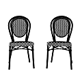 Flash Furniture 2 Pack Lourdes Indoor/Outdoor Commercial Thonet Bistro Stacking Chair, PE Rattan and Aluminum Frame, Black & White/Black Frame 1 thumbnail image