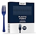 Amscan 8017 Solid Heavyweight Plastic Forks, Navy, 50 Forks Per Pack, Case Of 3 Packs 1 thumbnail image