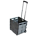 ECR4KIDS MemoryStor® Universal Plastic Rolling Cart With Telescoping Handle, 17" x 15 1/4" x 16", Black/Gray