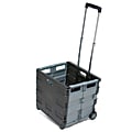 ECR4KIDS MemoryStor® Universal Plastic Rolling Cart With Telescoping Handle, 17" x 15 1/4" x 16", Black/Gray 1 thumbnail image