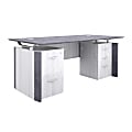 Forward Furniture Allure Double-Pedestal Desk, 30"H x 72"W x 36"D, Stormy Gray/Ashwood White