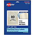 Avery® Pearlized Permanent Labels With Sure Feed®, 94610-PIP10, Star, 3/4" x 3/4", Ivory, Pack Of 800 Labels 1 thumbnail image