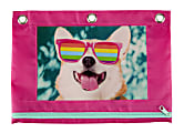 Office Depot® Brand 3-Ring Pencil Pouch, 7" x 10-1/4", Pink/Blue