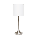 Simple Designs Tapered Table Lamp, 21"H, White Shade/Brushed Nickel Base