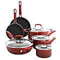 Kenmore Elite Andover 10-Piece Aluminum Cookware Set, Gradient Red 1 thumbnail image