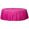 Amscan 77017 Solid Round Plastic Table Covers, 84", Bright Pink, Pack Of 6 Covers