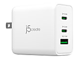 j5create 65W GaN USB-C 3-Port Charger, White, JUP3365