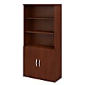 Bush Business Furniture Studio C 73"H 5-Shelf Bookcase With Doors, Hansen Cherry, Standard Delivery