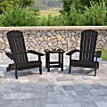 Flash Furniture Charlestown All-Weather Poly Resin Folding Adirondack Chairs With Side Table, Black 1 thumbnail image