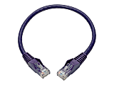 Eaton Tripp Lite Series Cat6 Gigabit Snagless Molded (UTP) Ethernet Cable (RJ45 M/M), PoE, Purple, 1 ft. (0.31 m) - Patch cable - RJ-45 (M) to RJ-45 (M) - 1 ft - UTP - CAT 6 - IEEE 802.3ab/IEEE 802.5 - molded, snagless, stranded - purple