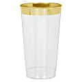 Amscan Premium Plastic Tumblers, 16 Oz, Clear/Gold, 16 Tumblers Per Pack, Case Of 2 Packs 1 thumbnail image